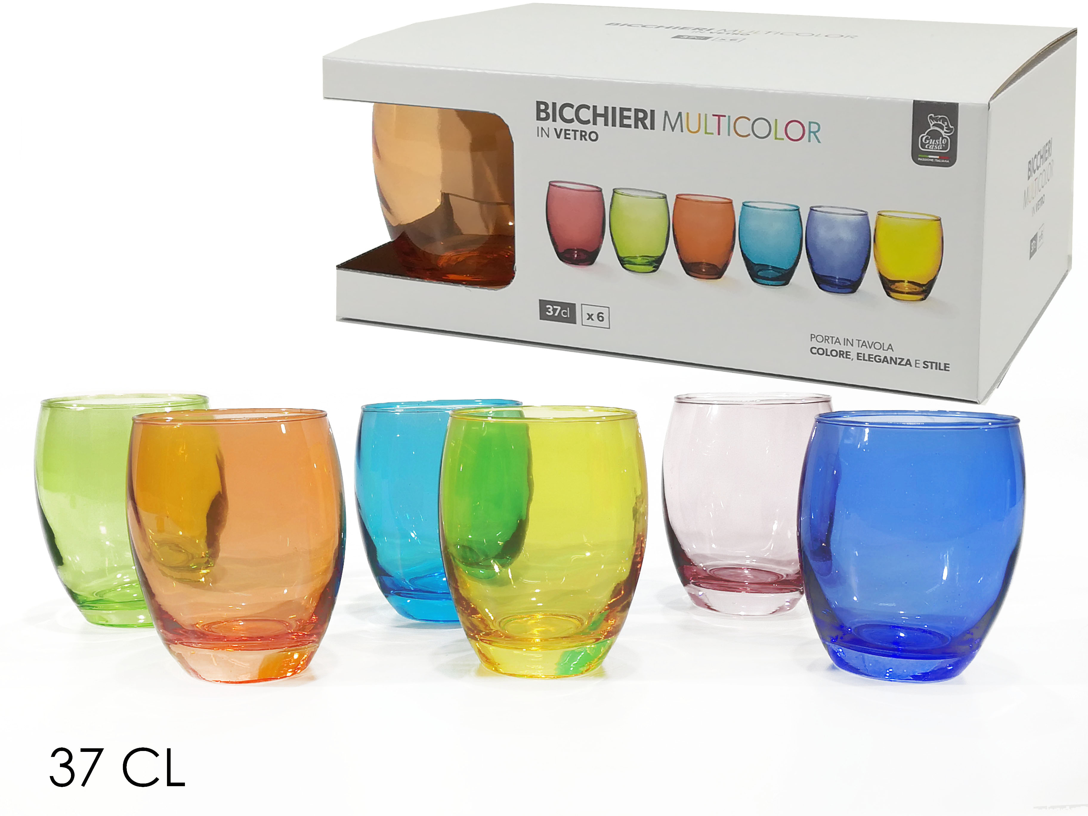 Bicchieri vetro 6 pz colorati 340 ml nel catalogo Moody Home Collection