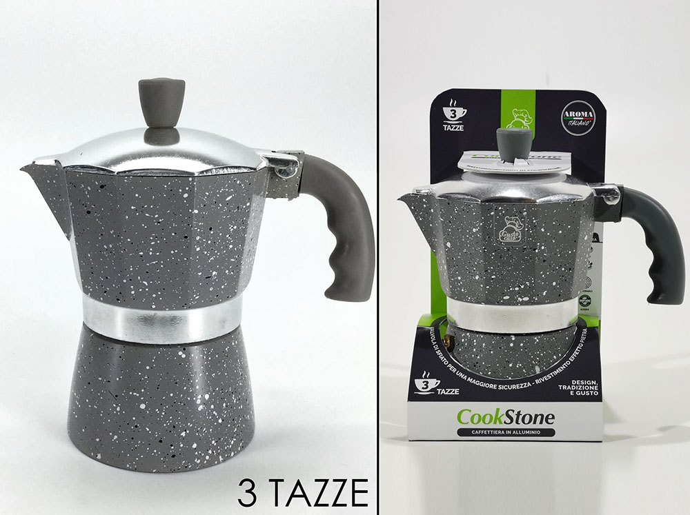 CAFFETTIERA COOKSTONE 3 TAZZE GRIGIO    