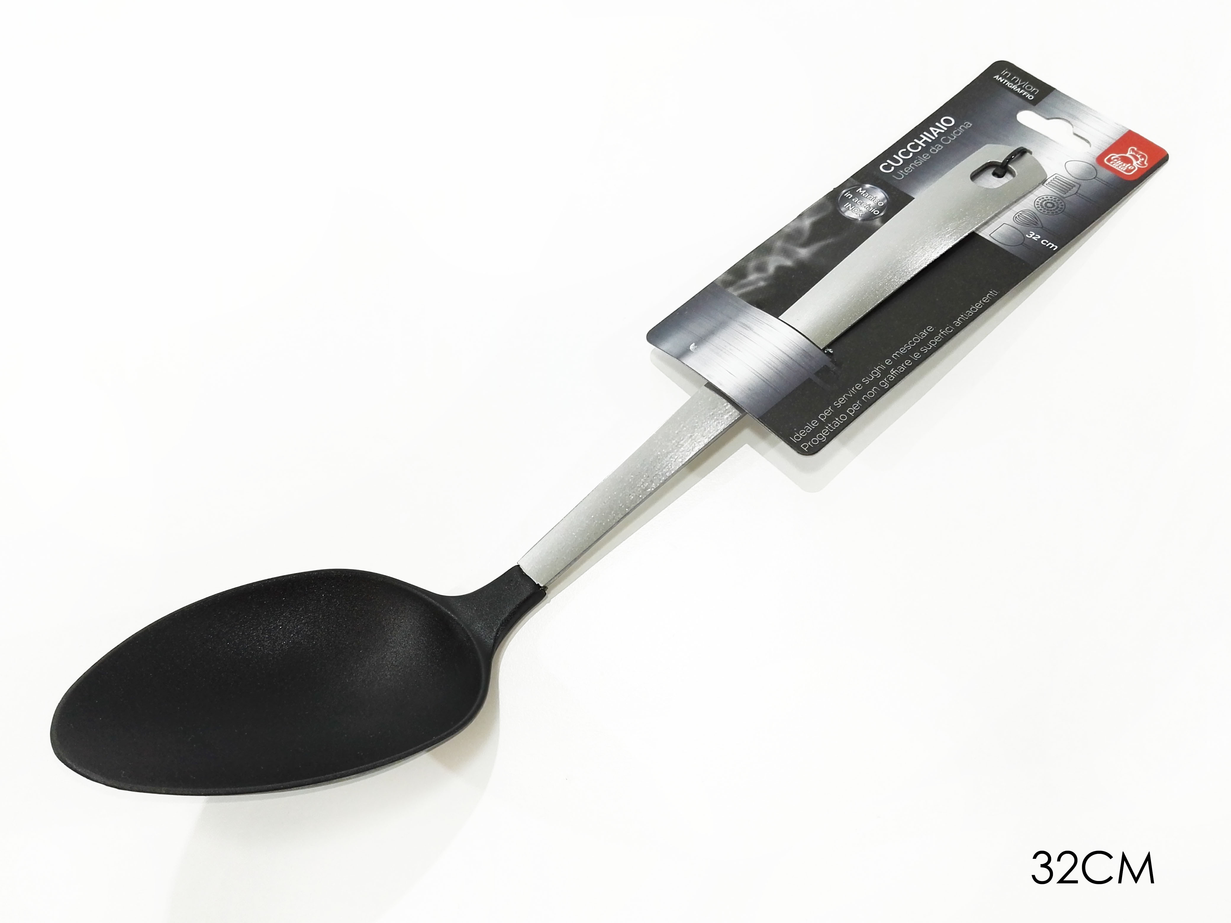 CUCCHIAIO C/MANICO ACC. 32CM NERO       