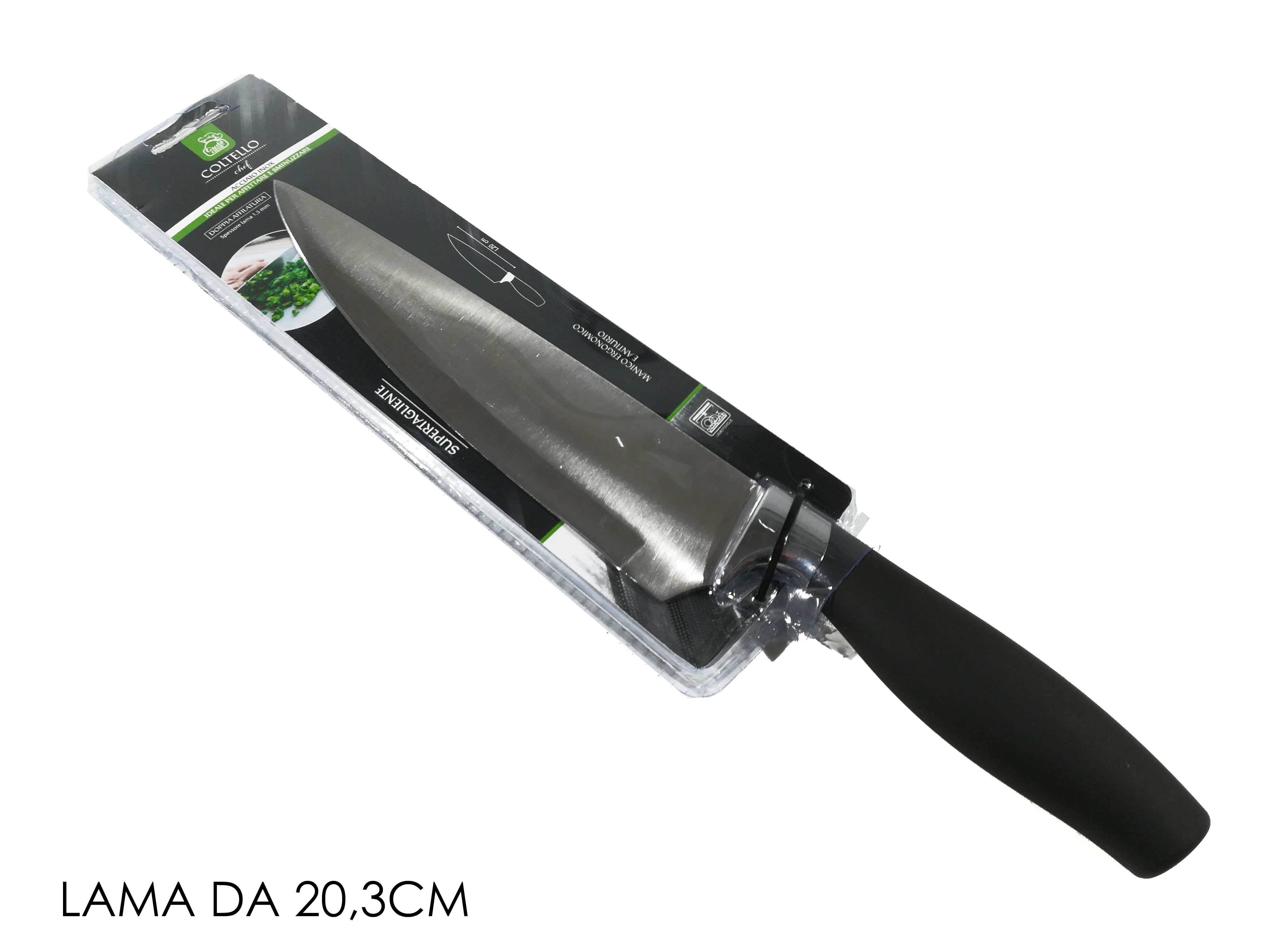 COLTELLO CHEF 20 CM C/MANICO NERO       