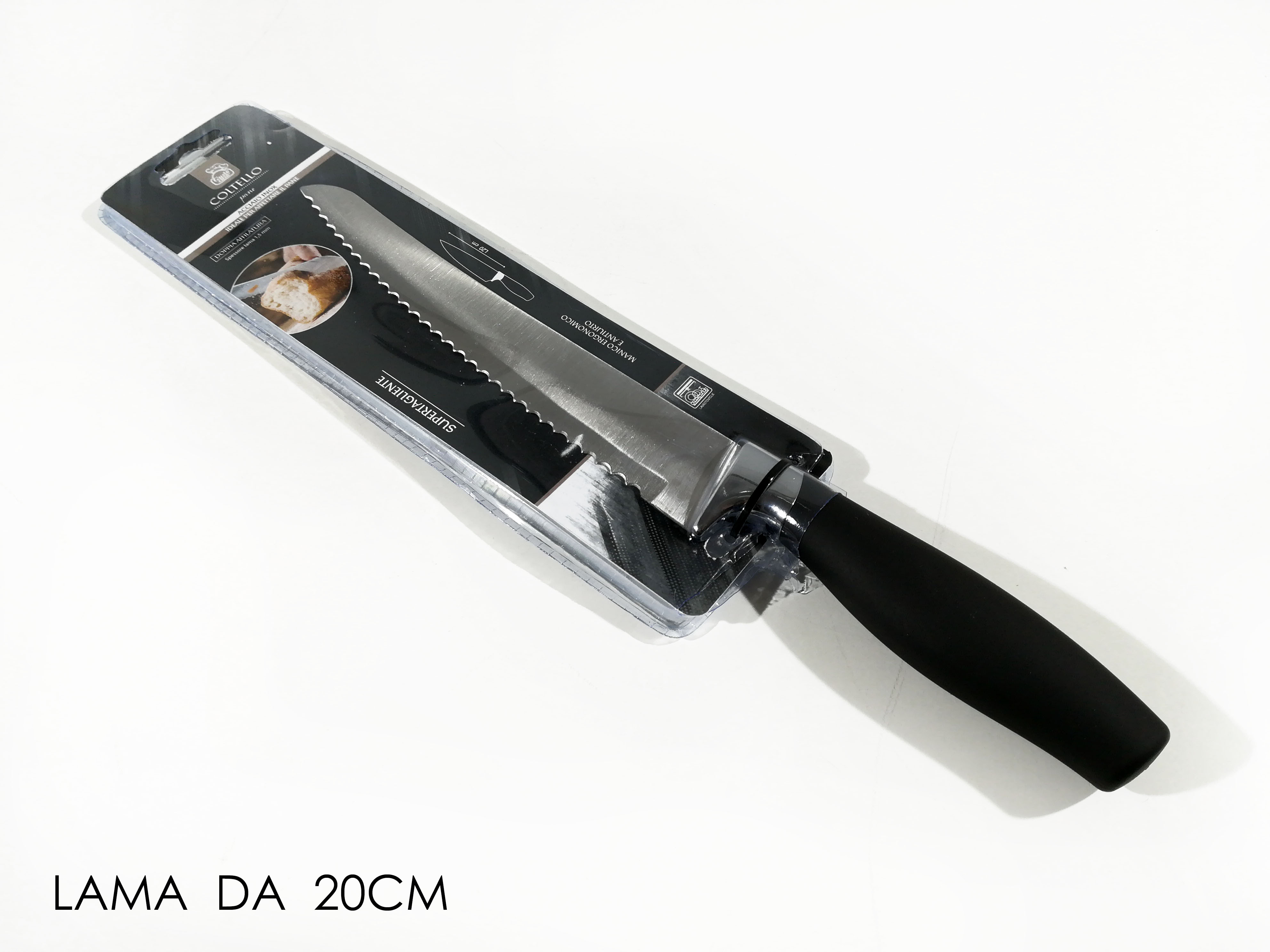 COLTELLO PANE 20 CM C/MANICO NERO       