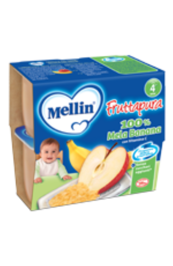 MELLIN FRUTTAPURA 4X100GR MELA BAN.     