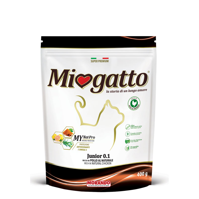 MIOGATTO JUNIOR 400GR POLLO NATUR.      