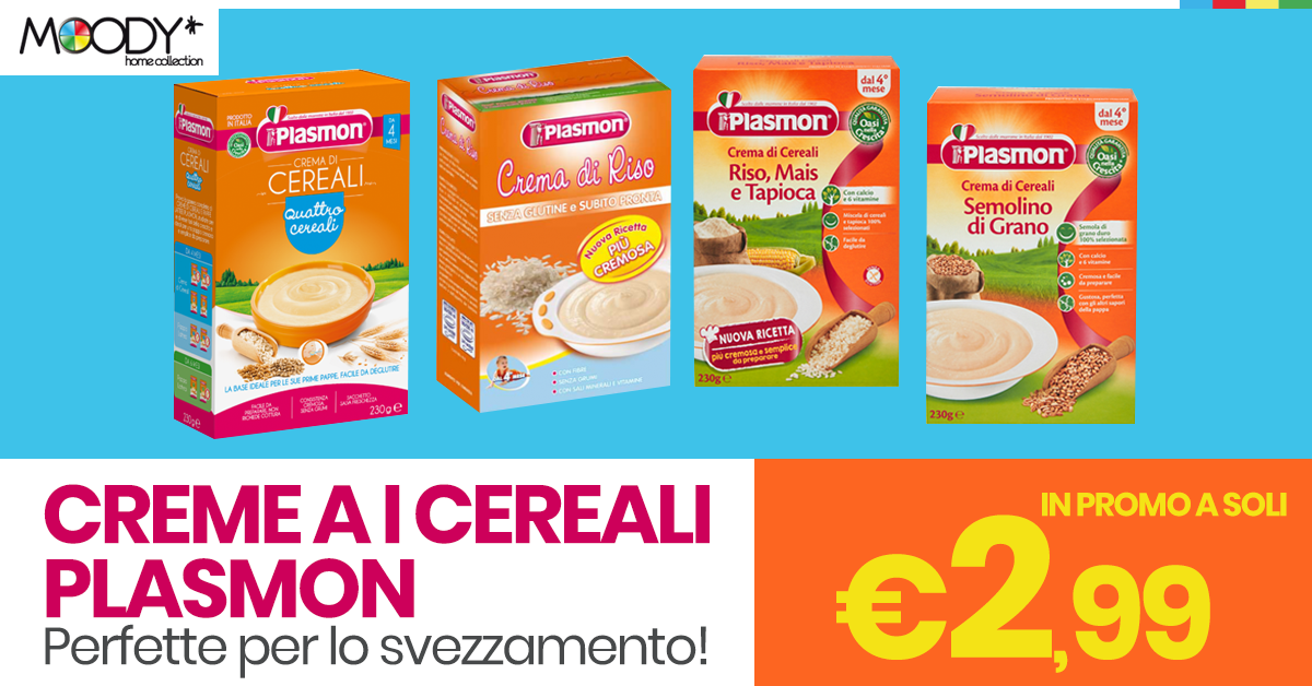 Creme ai cereali Plasmon, ora in offerta speciale!